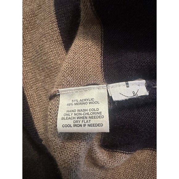 Ann Taylor Loft Merino Wool Blend Cowl Neck Sweater Dress Size MP Black Brown - Picture 6 of 6